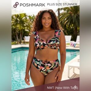 Time and Try bikini‎ plus size Floral Bikini Set tropical 2X 20w-22W
